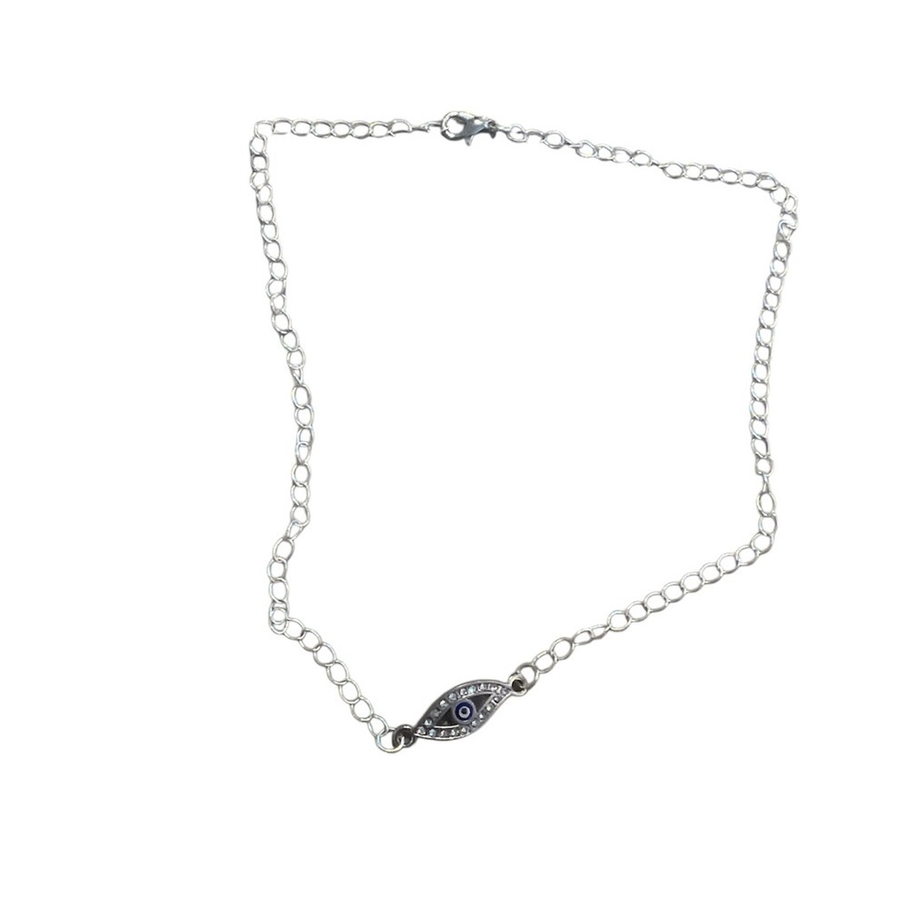 NWOT Silver Evil Eye Choker Necklace